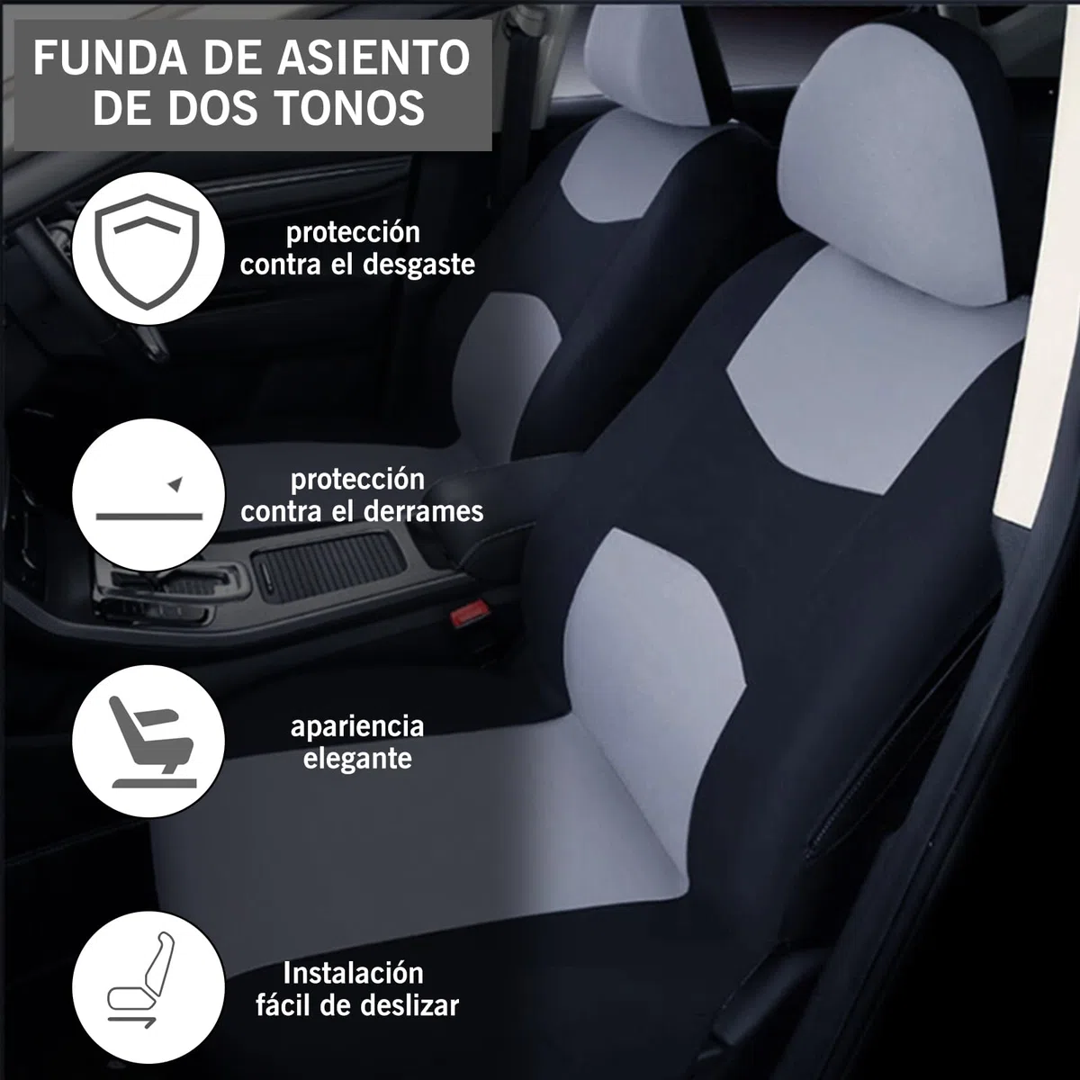 Fundas Asientos Coche universales de 5 plazas, Apta para Fundas Asientos Coche universales Delanteros y Traseros con reposacabezas, Resistente al Desgaste y antideformación (Gris)