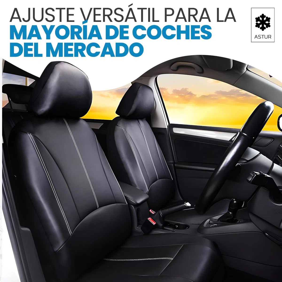 Astur Fundas Asientos Coche universales – Funda Asiento Coche Delantera y Trasera – Protector Asiento Coche Impermeable, fácil de Instalar y Compatible con airbag