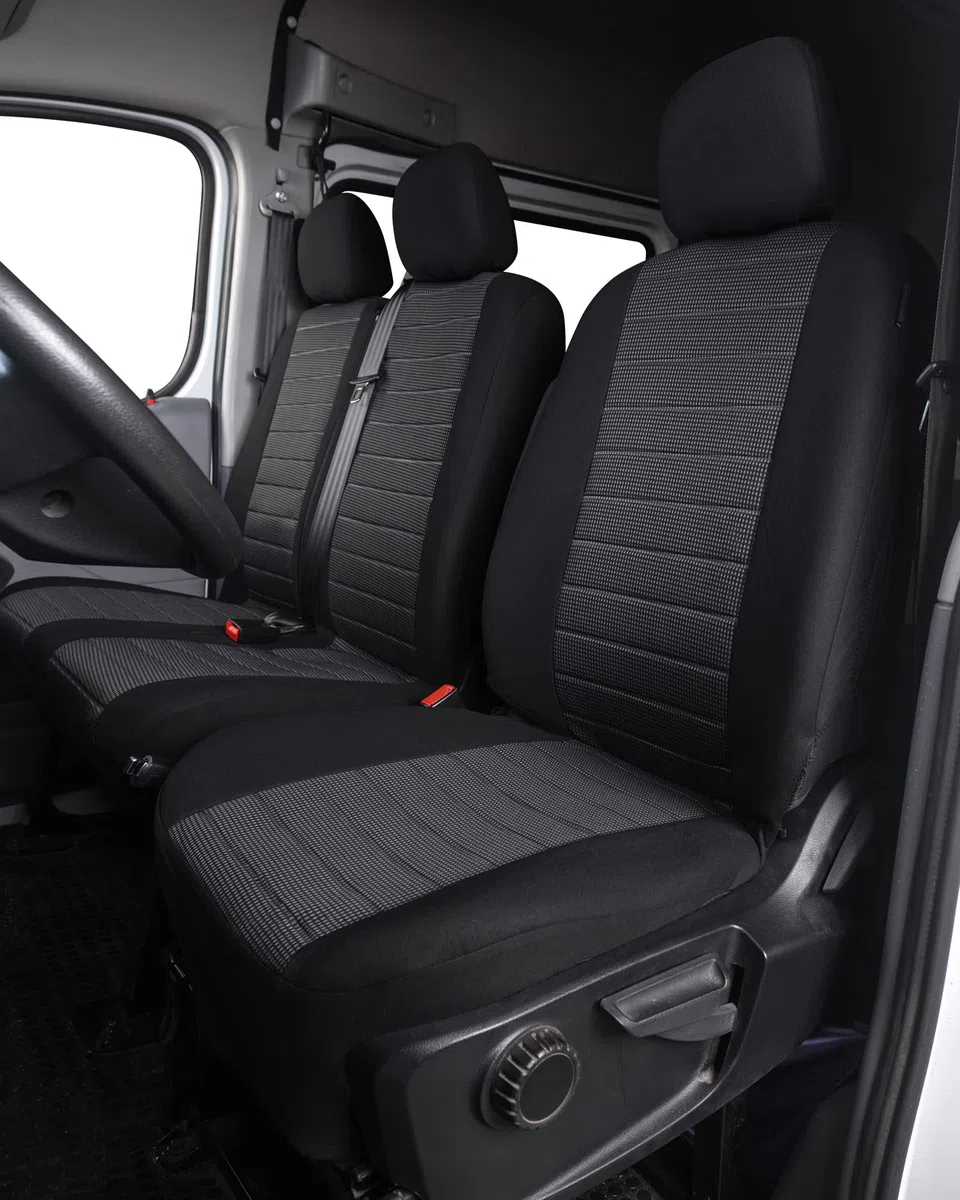 TOYOUN Juego de Fundas para Asientos de Coche para Furgonetas y Camiones de 2 + 1 Fundas Asientos Coche Universales para Delanteros Poliéster Cubre Asiento Coche Accesorios de Automóvil,Gris