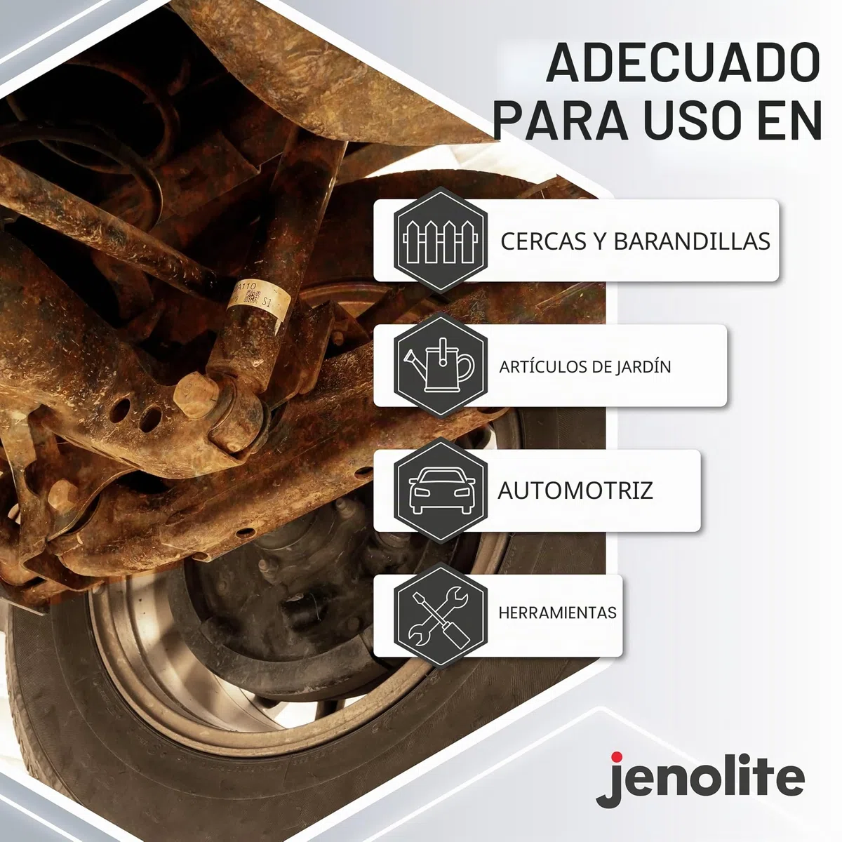 JENOLITE Convertidor de Óxido | 1 Litro | TRATAMIENTO DE ÓXIDO | Convertidor de óxido Ideal para Autos y Metal | Oxidado, Convertidor e Imprimación | Fórmula a base de agua transformidor de oxido