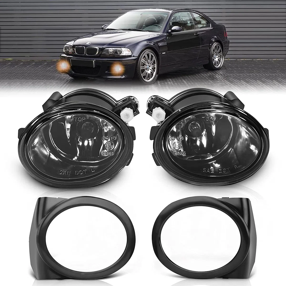 Luces antiniebla compatible con BMW (E46 E39 Parachoques M Tech Paquete deportivo M) Serie 3 5 M3 M5, 09/2000-12/2007, (HB SDN WGN CPE CONV) (Negro)