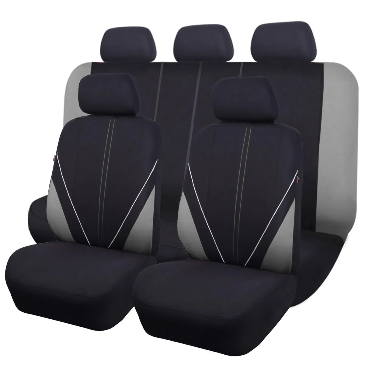 Flying Banner Juego Completo de Fundas universales de Malla Transpirable para Asiento de Coche, Protector Compatible con airbag (Negro y Gris)