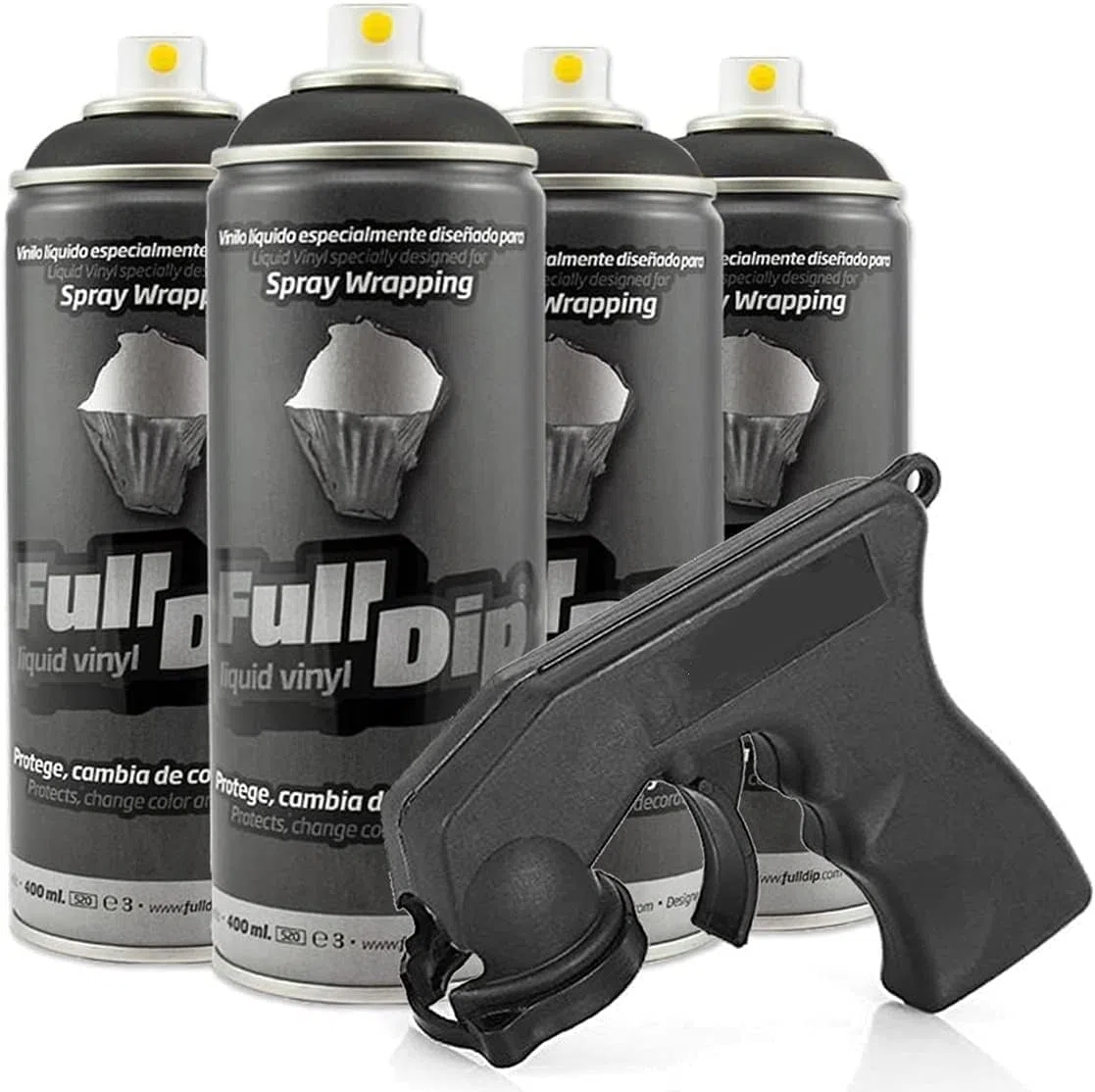 FULL DIP Pack Llantas Vinilo LIQUIDO 4 Sprays Negro Mate