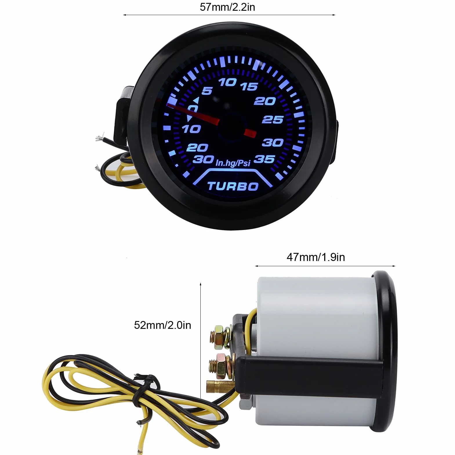 Medidor De Presión Digital 12V Universal 52mm/2 Pulgadas Pantalla LED Azul Y Roja Rango De 35 PSI Para Monitoreo Preciso Del En Automóviles Y Camiones