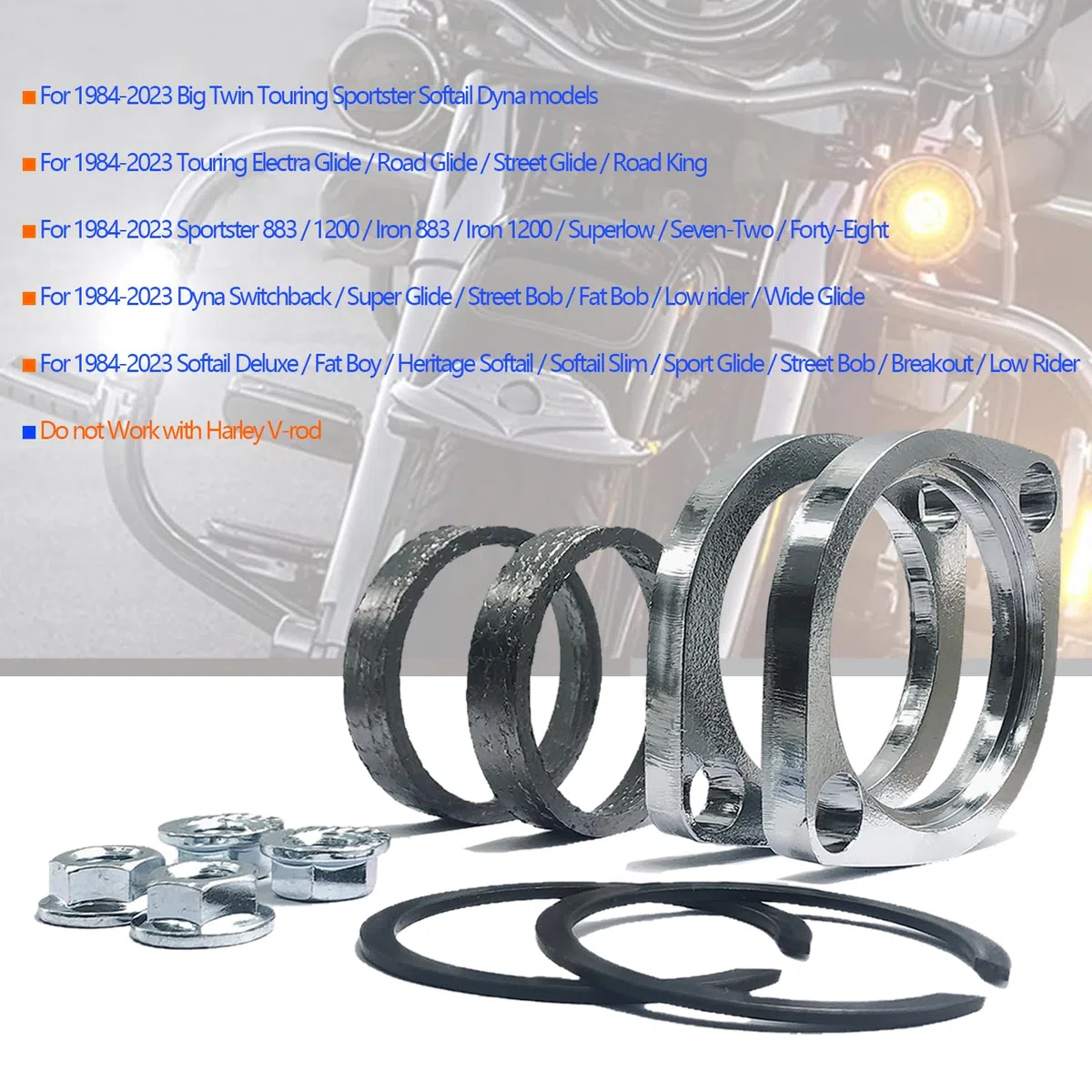 Kit de instalación de juntas de brida de escape para Harley-Davidson Big Twin Sportster 883 1200 XL883 XL1200 48 72 1984-2022