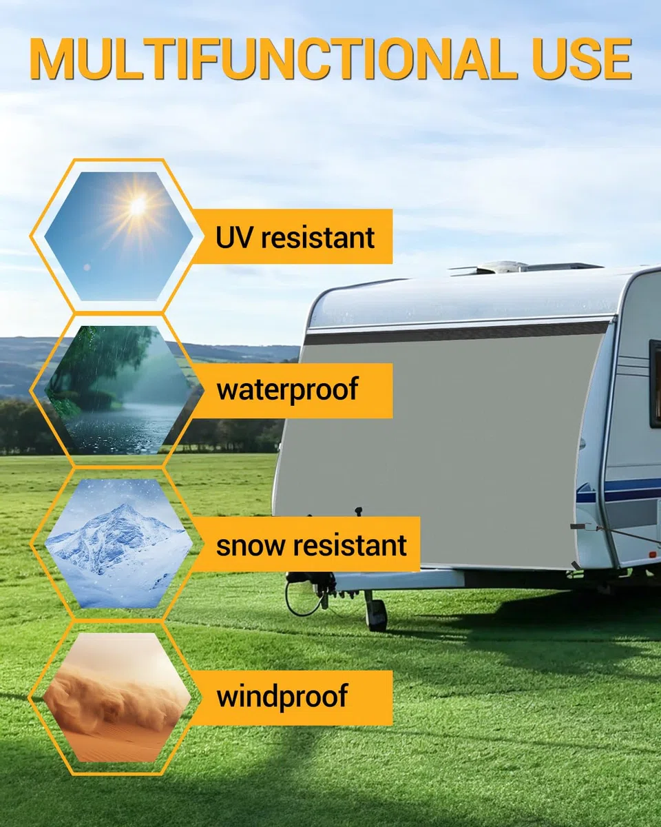 140x160cm Funda Frontal para Caravana y Autocaravana. Lona Protectora Resistente al Invierno, a la Intemperie, a los Rayos UV y a Las Corrientes de Aire. Protege contra el Hielo y la Nieve.