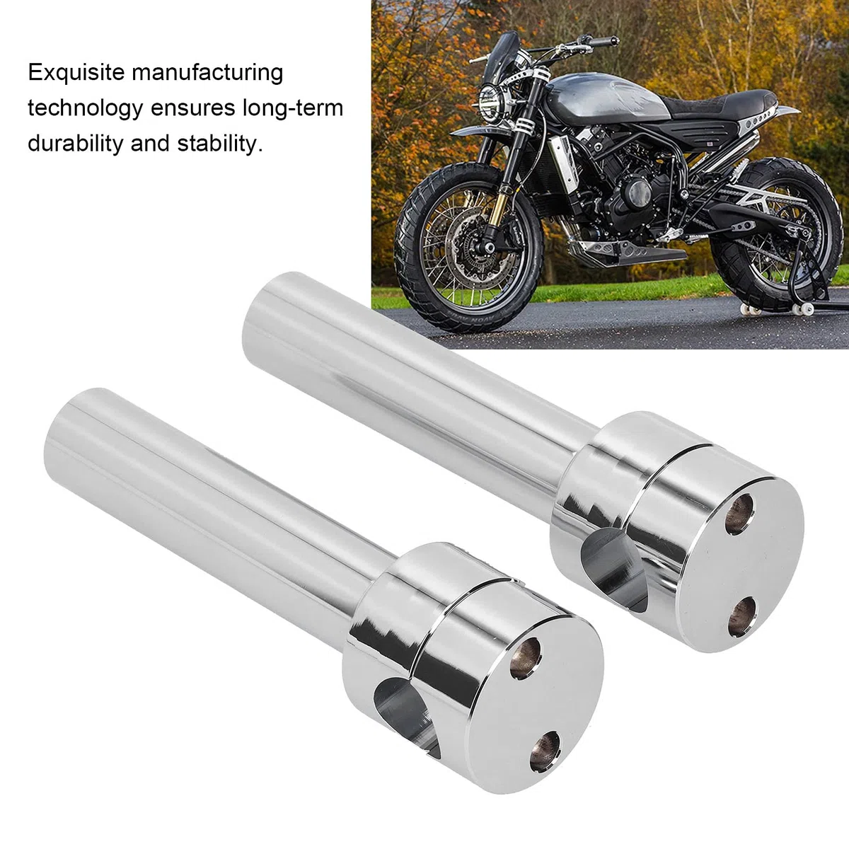 KIMISS Abrazaderas para Elevadores de Manillar de 25 Mm, Kit de Adaptador de Abrazadera de Montaje de Elevadores de Barra de Manillar de Aleación de Aluminio para Motocicleta (cromo)