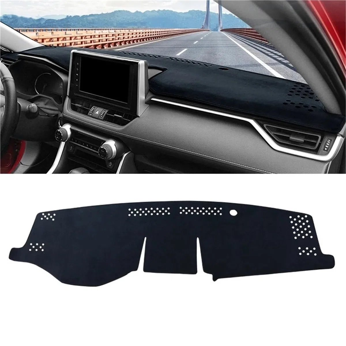 Cubierta Tablero Para Toyota Para RAV4 2019-2024 Para RAV 4 XA50 Auto Híbrido Alfombrilla Tablero Parasol Cubierta Escritorio Instrumentos Cubierta Salpicadero(B Black LHD)