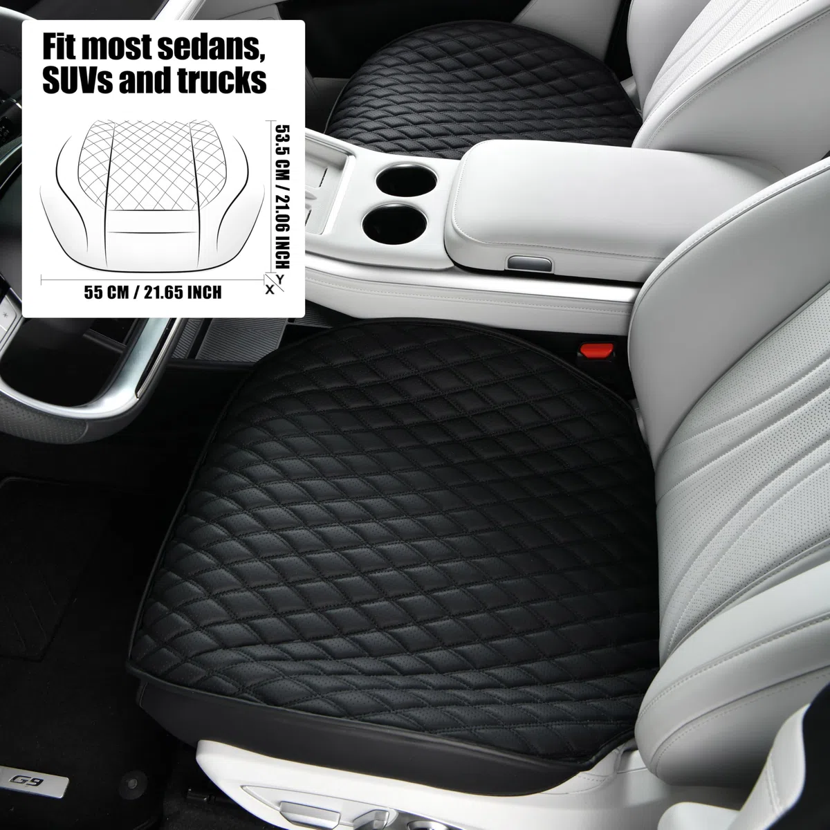 Cubierta de asiento de coche, cojín negro de base de cuero, cubierta universal para vehículos SUV, protector de asiento de coche impermeable y antideslizante (juego completo)