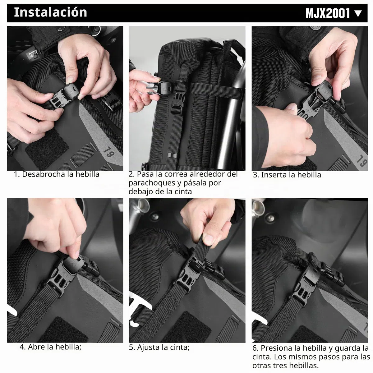 Rhinowalk Bolsa para parachoques delantero y lateral, bolsa trasera Molle, accesorios de motor, color negro