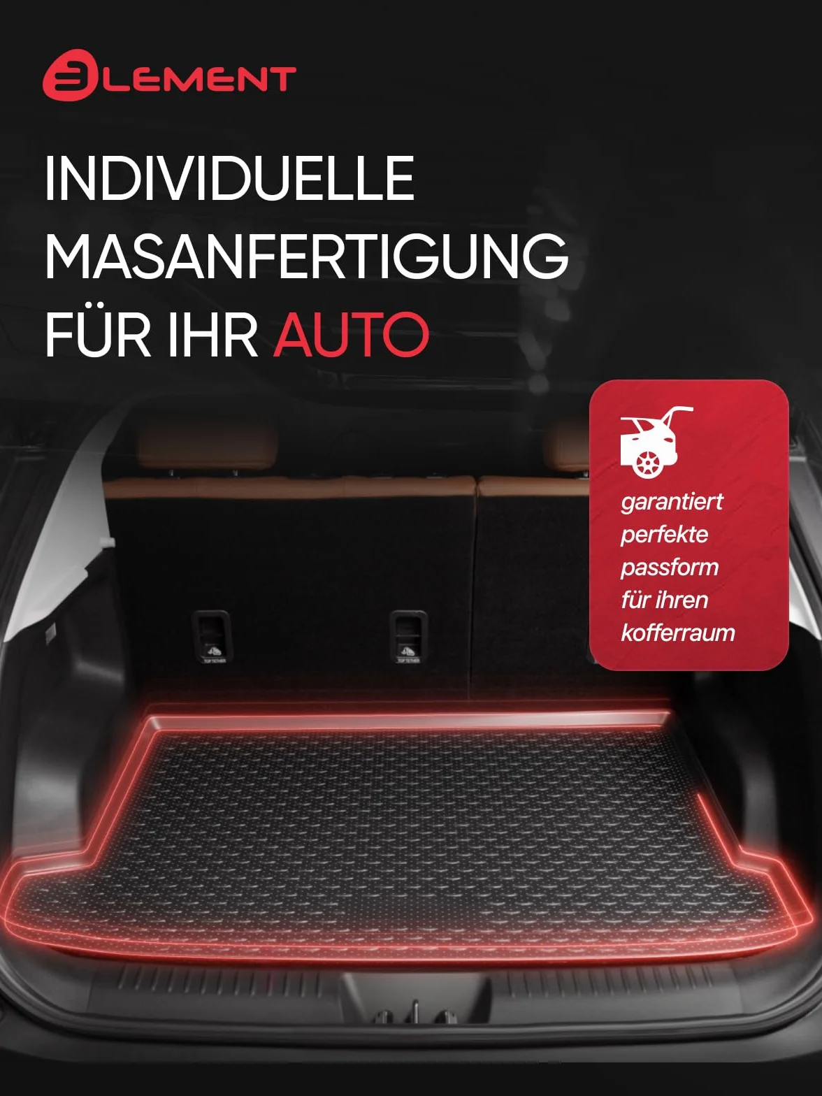 Element - Alfombrilla Antideslizante para el Maletero del Coche, Apta para Ford Tourneo Courier 2024-hoy, 100% a Medida, Alfombrilla de Goma para Coche, Alfombrilla Protectora