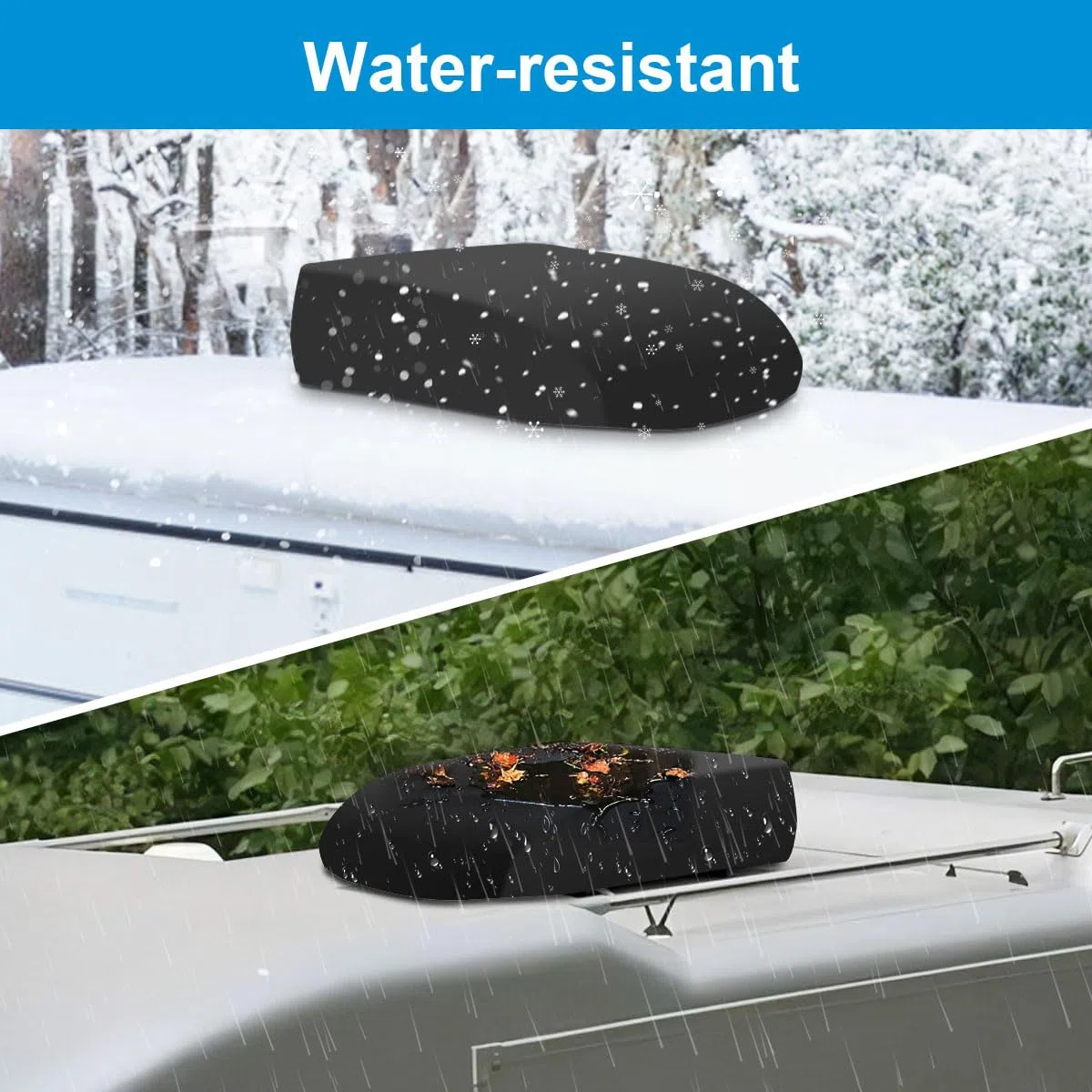 Cubierta de Aire Acondicionado RV, Vinilo Negro Impermeable Anti-UV, Compatible con Dometic Brisk II, Dobladillo de cordón, fácil de Limpiar