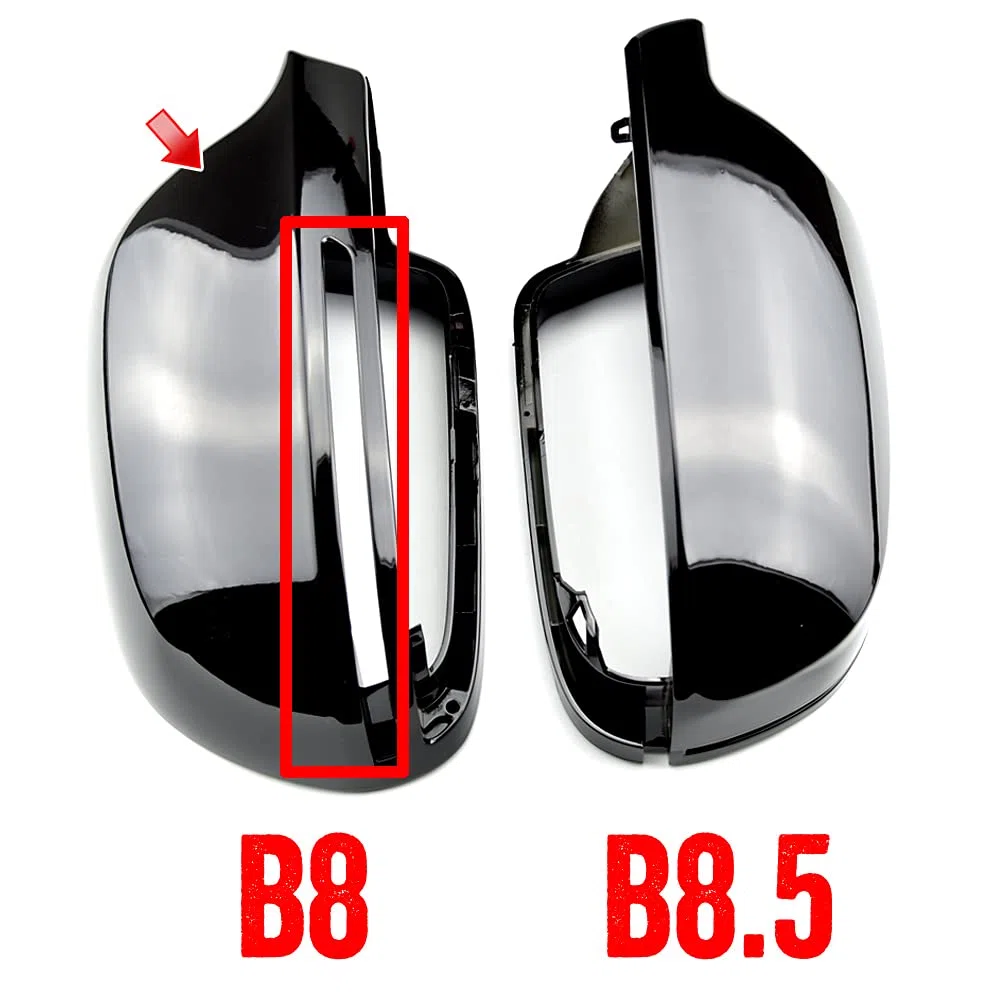 Carcasas de espejo retrovisor Cubierta de protección Cap Car Styling Shell Carcasa de espejo lateral Cubiertas Compatible con A3 8P A4 A5 S5 B8.5 RS3 RS4 RS5-Negro