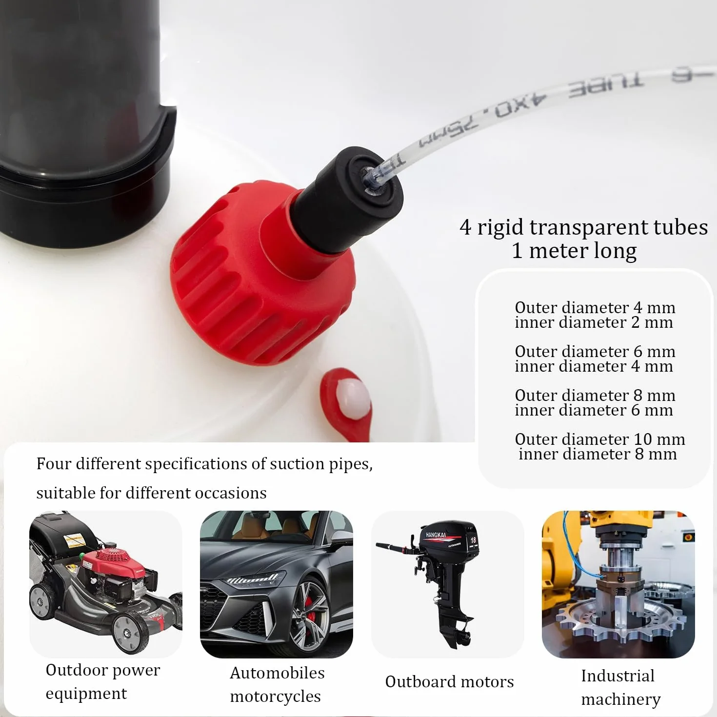 Extractor Aceite Motor 6L,Bomba Extractora Aceite Coche Manual,Equipada con Una Base Mejorada y Cuatro Tamaños De Manguera,Adecuada para Automóviles, Barcos, Cortacéspedes y Otros Equipos