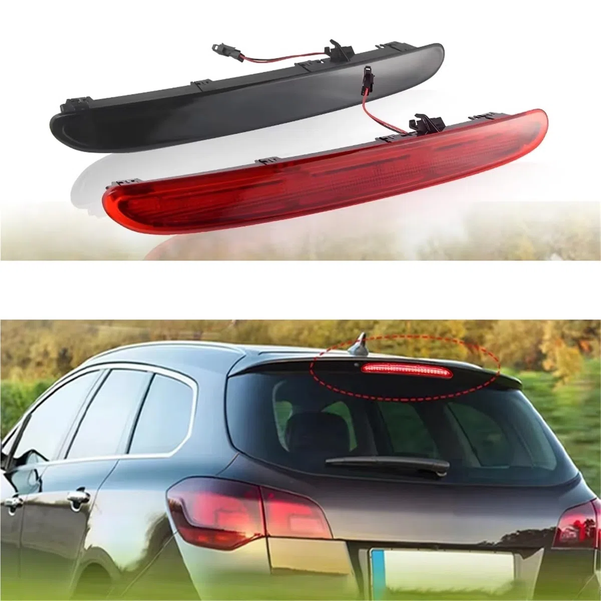 Piloto trasero alto Compatible Con Opel Para Astra J 5D Hatchback 2009-2015 Luz De Freno Tercera Elevada Luz Trasera Elevada(Red)