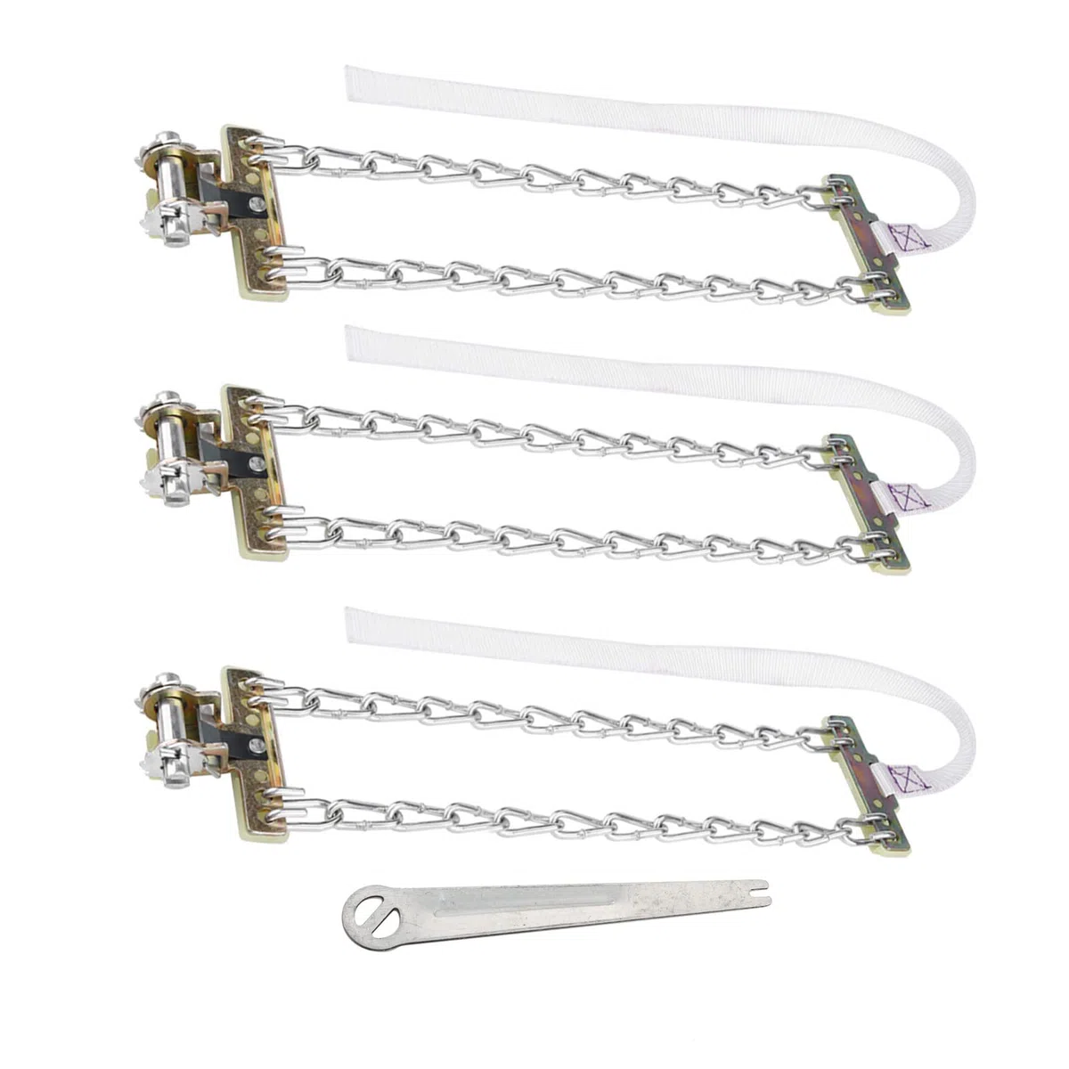 Cadena de nieve para neumáticos Tbest, cadena de acero antideslizante de 3 piezas Cadena de clip para neumáticos de seguridad para automóviles con barro de nieve para coche SUV (Large)