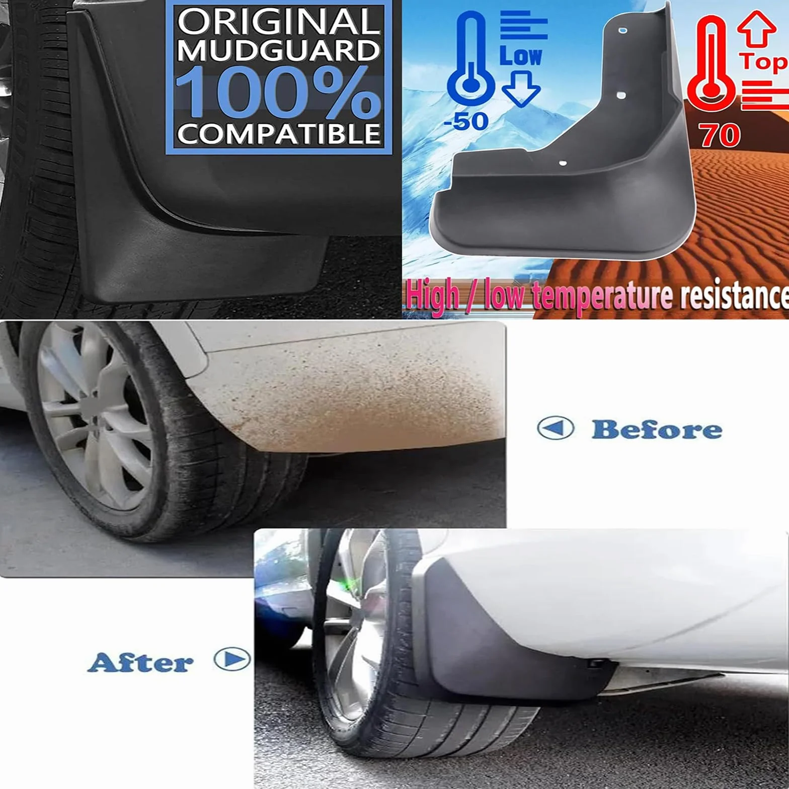 Coche Faldillas Antibarro para KIA Niro HEV 2023-2024 Guardabarros Delanteros Traseros Carrocería Protector contra Salpicaduras Auto Accesorios 4PC,Send 1 Car Towel