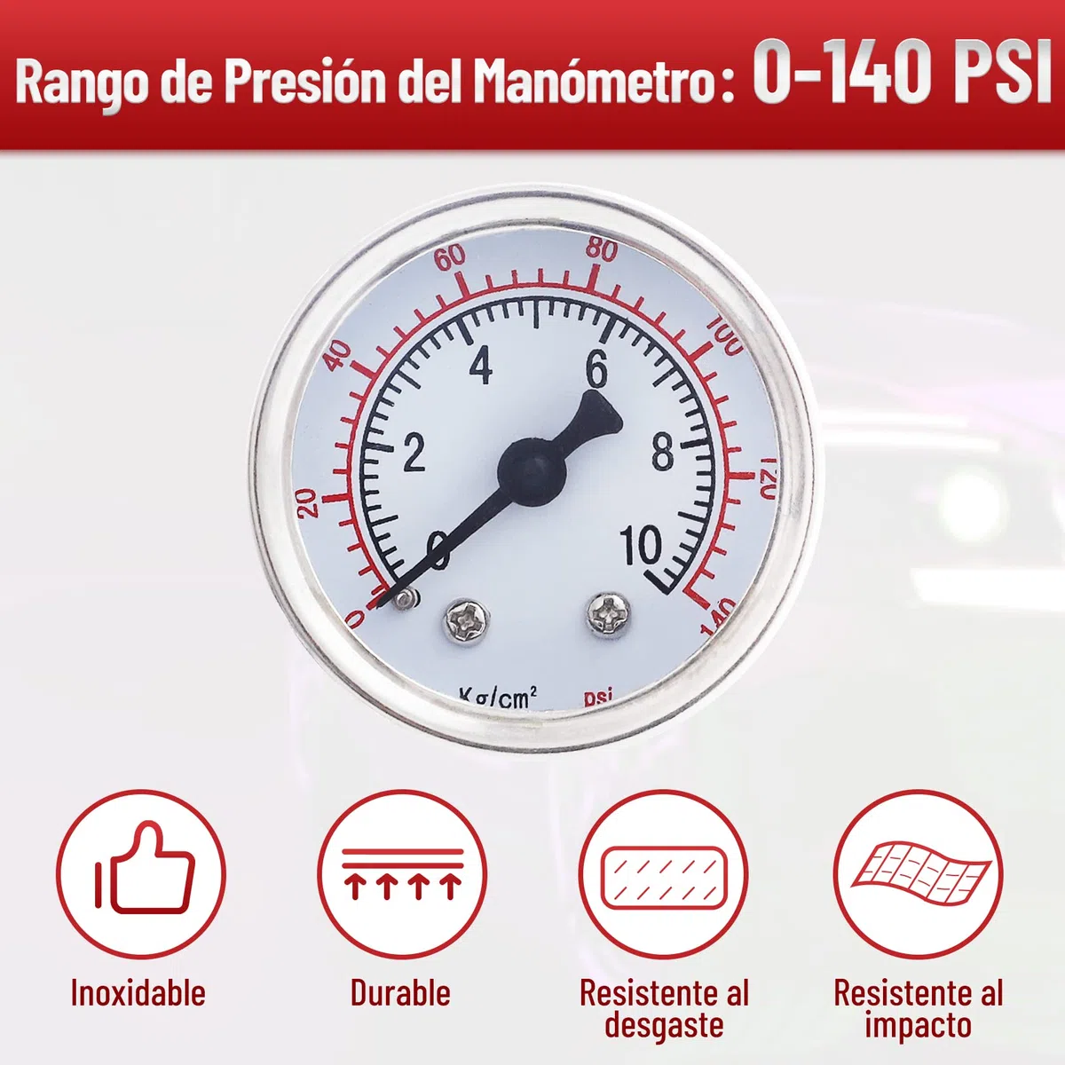 CarBole Regulador de presión de combustible para coche, 1-140 psi, regulador de presión de gasolina, aleación de aluminio con manómetro y manguera