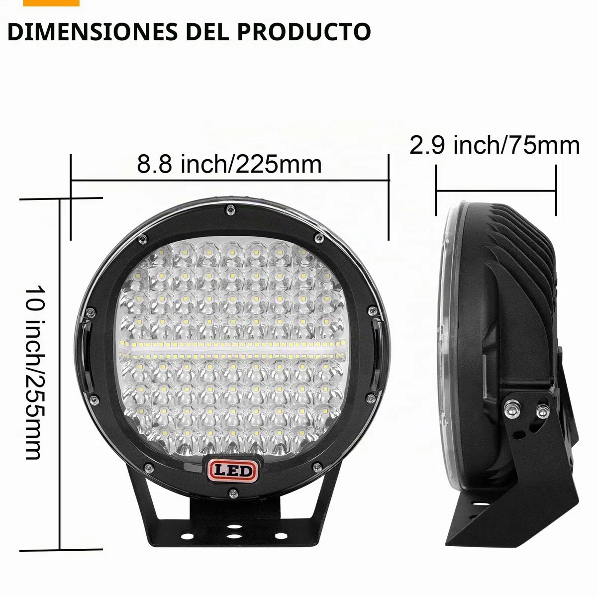 Willpower - 2 faros de trabajo LED, 23 cm, 9 pulgadas, 294 W, redondos, 12 V, 24 V, luces antiniebla, foco de largo alcance, impermeable, IP67, para 4 x 4, coche, camión, tractor, SUV, barco, Quad