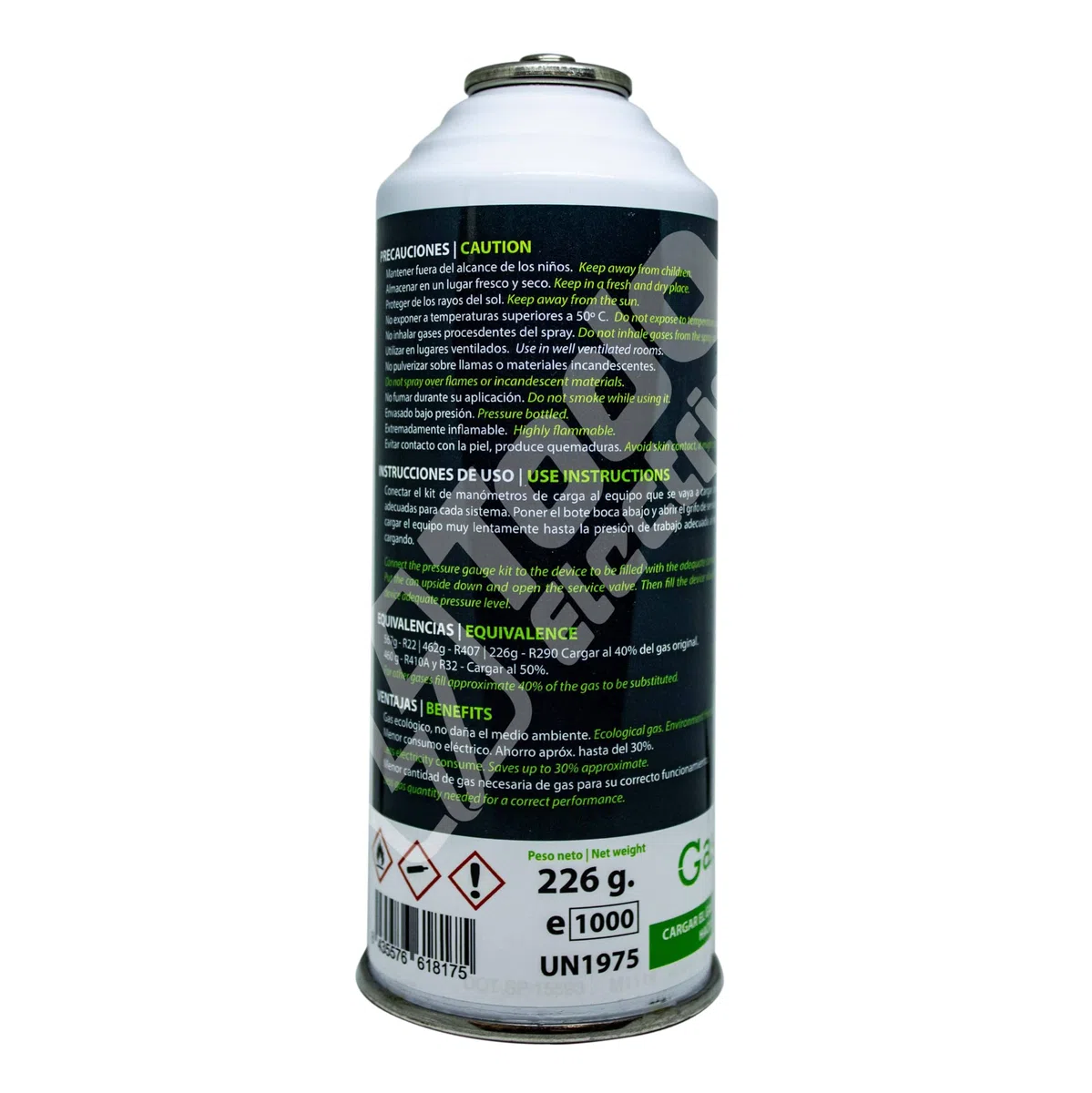 Pack Gasica V2 Gas Refrigerante Ecológico Sustituto del R22/R407/R32 y R410A (1 Botella + Llave)