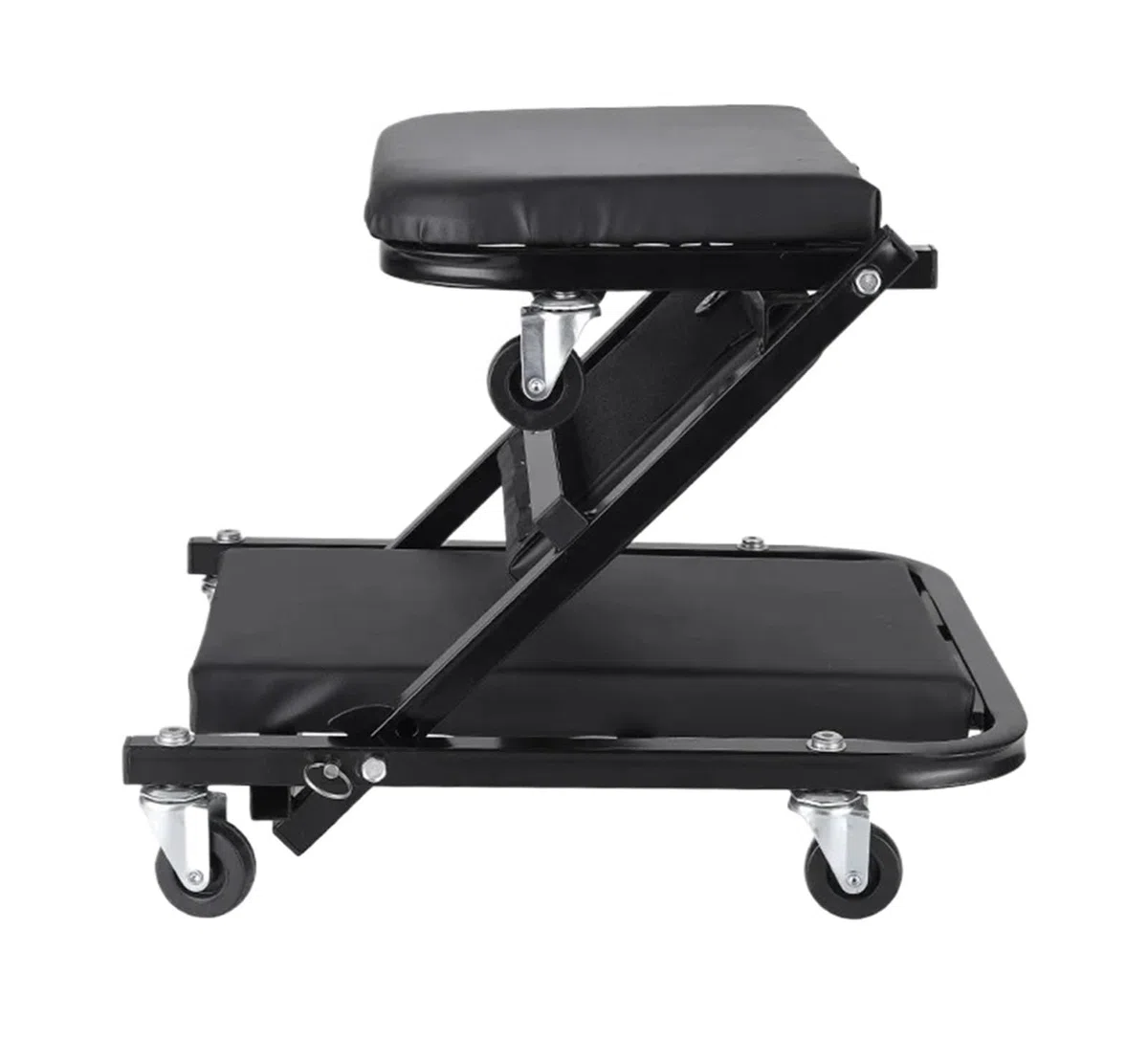 Asiento de mecánico plegable de 36 pulgadas para reparación de automóviles, banco de trabajo para mantenimiento de automóviles, banco de taller, ruedas, taburete con ruedas para taller de automóvile