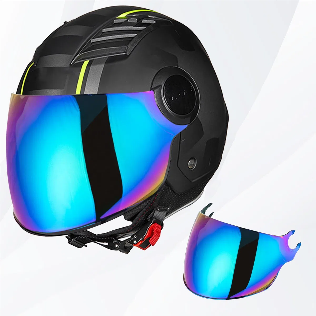VCOROS Visera Casco para OF562 Airflow,Visera para Casco Integral de Motocicleta,Lente de Casco de Protección contra el Viento para Moto (Arco iris)