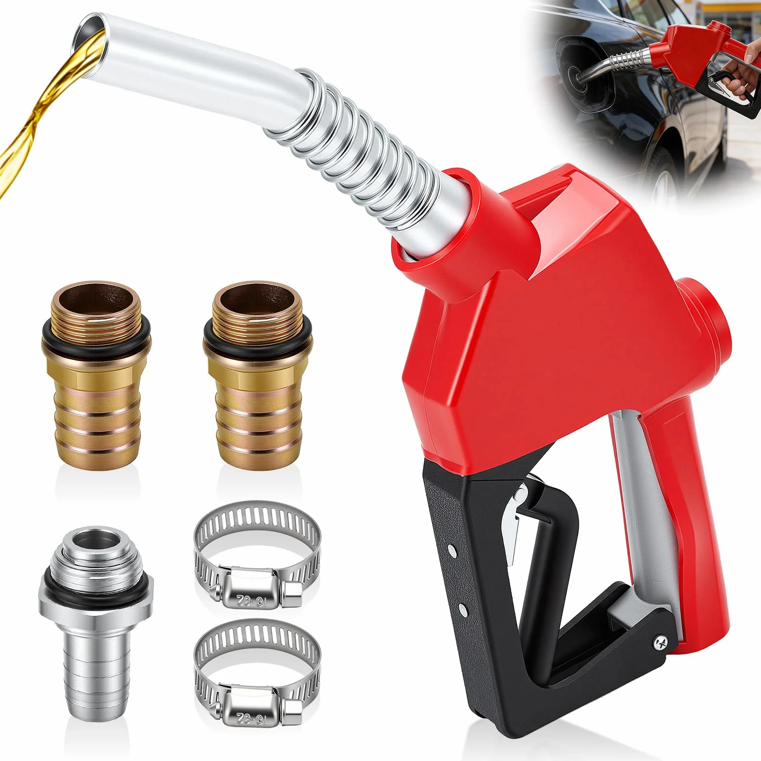 Pistola de Combustible diésel automática, Boquilla de Combustible con Entrada NPT de 3/4" para gasóleo de calefacción y diésel Bomba de diésel autocebante con 3 ajustes de caudal