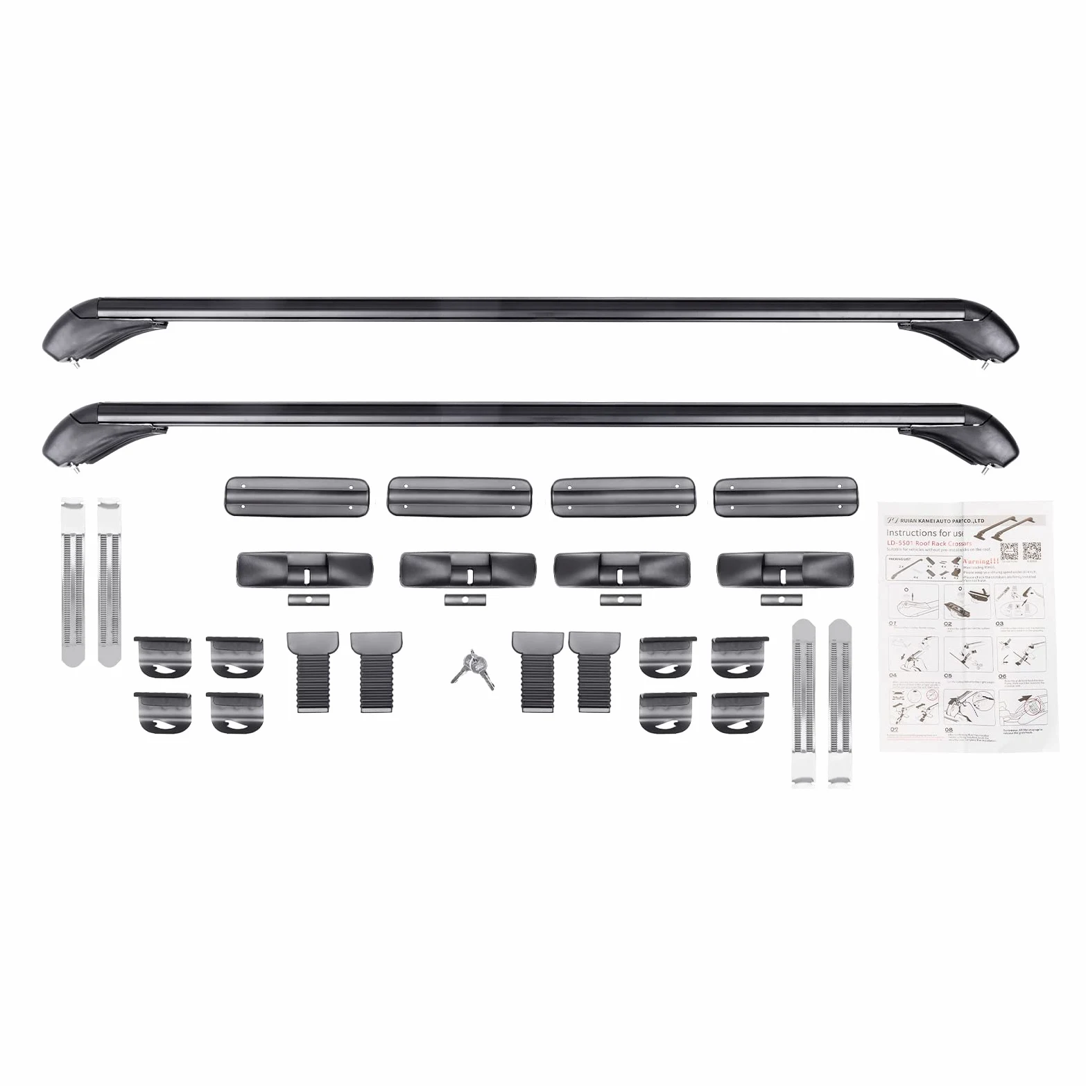 Barras de techo universales con cerradura, 110 cm, de aluminio, sin perforación, hasta 75 kg para 4/5 puertas, tensor de clic, rieles de aluminio resistentes a los arañazos, con 2 llaves (2 piezas)