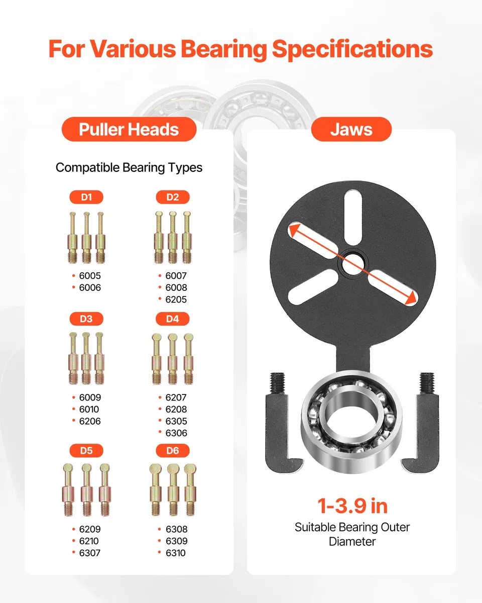 VEVOR Juego de Extractores Multifuncional de Rodamientos 36 en 1 para Rodamientos Internos y Externos, con Estuche Portátil Resistente y Resorte y un Vaso de 17 mm, 400 x 255 x 55 mm, Marrón