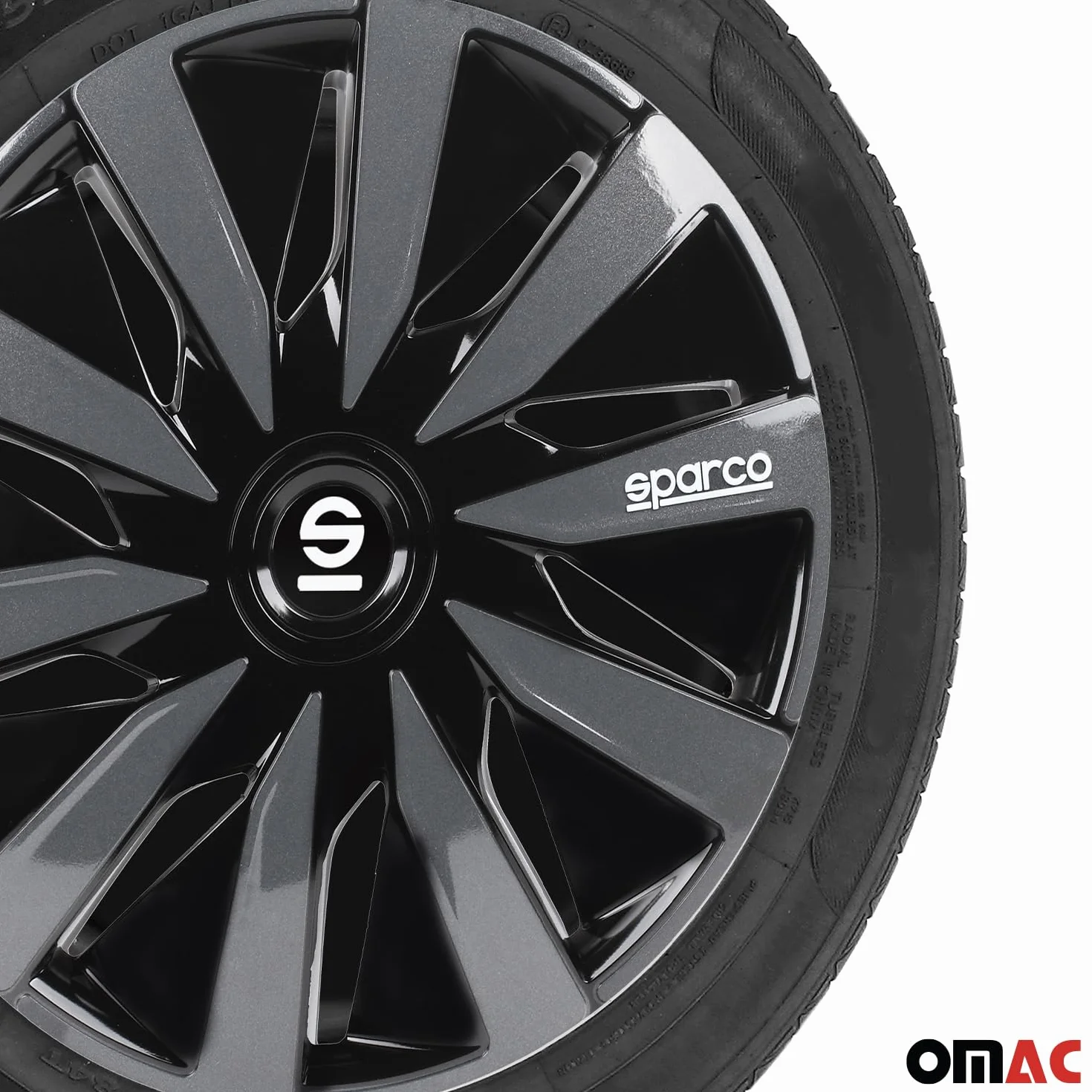 Sparco Cubiertas de ruedas Lazio SPC1691BKGR de 16 pulgadas, negro/gris