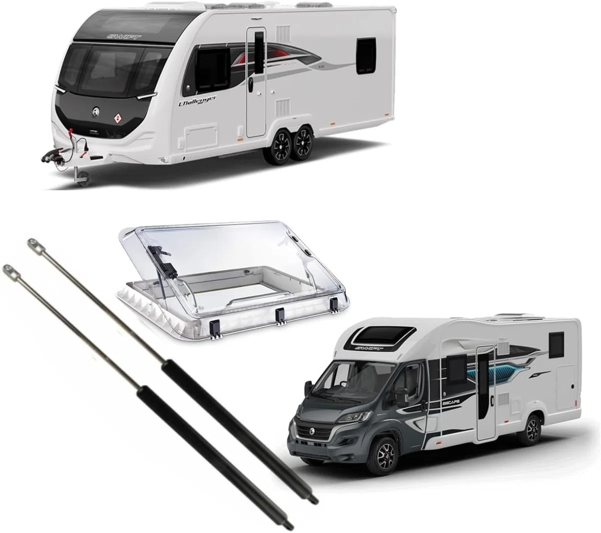 Resorte de Gas para Reemplazo De Puntales De Claraboya De Caravana 2 Puntales De Gas 2 Claraboyas para Autocaravana. G4121401330 AU11AB0740N Amortiguadores