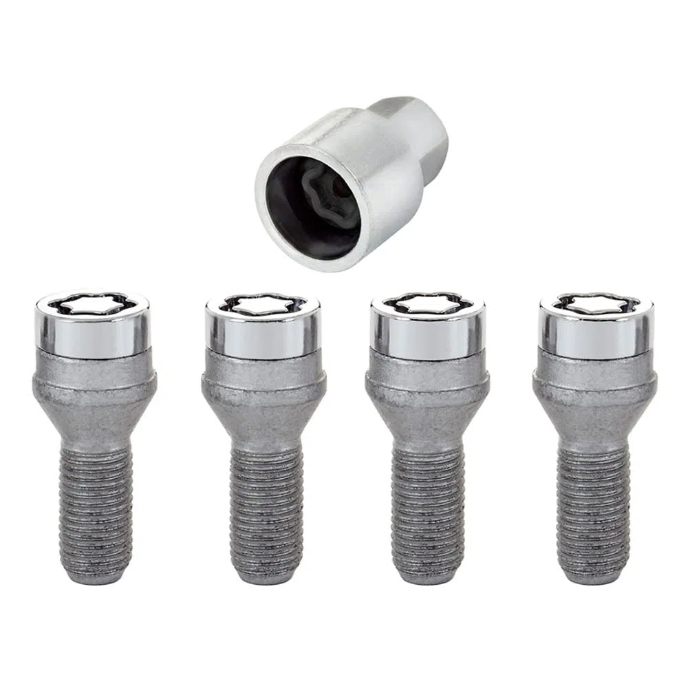 McGard Tornillos antirrobo M14x1,50, cónicos, 27,3 mm de longitud (apertura de llave de 17 mm), cromados