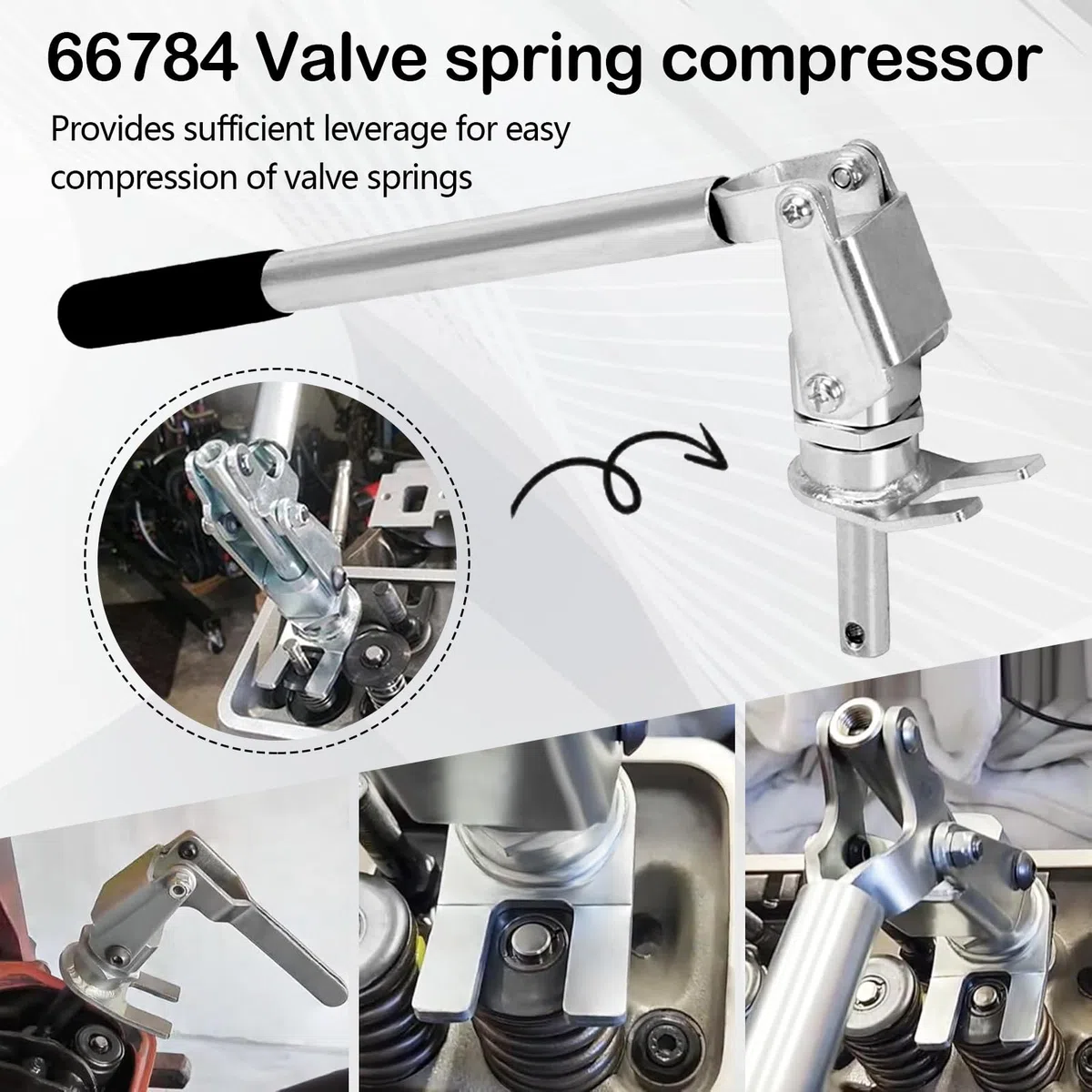 Herramienta Compresora De Resortes De Válvula, 66784, para Montaje De Pernos De Motor Compatible con Pernos De Balancín De 3/8" Y 7/16" Instalación Y Extracción De Resortes De Válvula