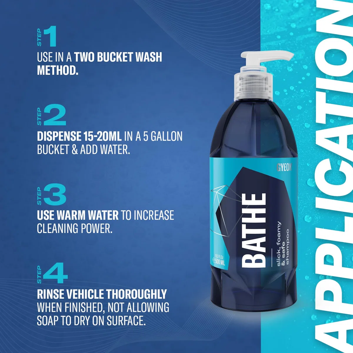 GYEON Q²M Bathe - Champú para coche, limpieza suave con pintura, alta formación de espuma, fórmula pH neutro (1000 ml)