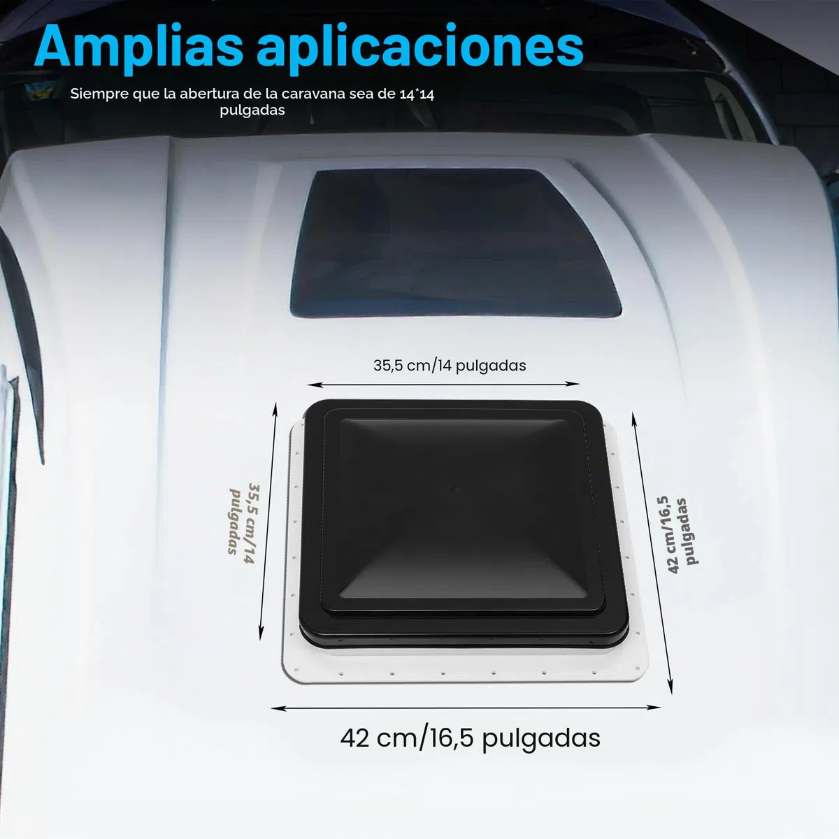 42 x 42 cm, Claraboya, Tragaluz de Techo, para Caravana, Transparente, con Ventana para Caravana, Autocaravana