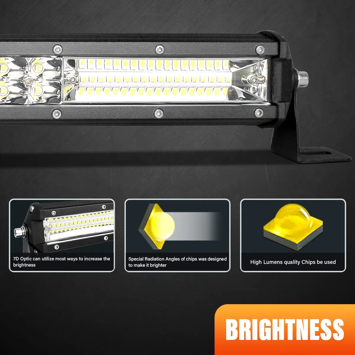 SKYWORLD Barra LED 24 pulgadas 61cm 216W riga triple Barras LED Coches Trabajo con 12V kit de cableado, Haz Combinado Faros Led Foco Led Lampara 4x4 Coche Off road Camión Todoterreno Vehículos