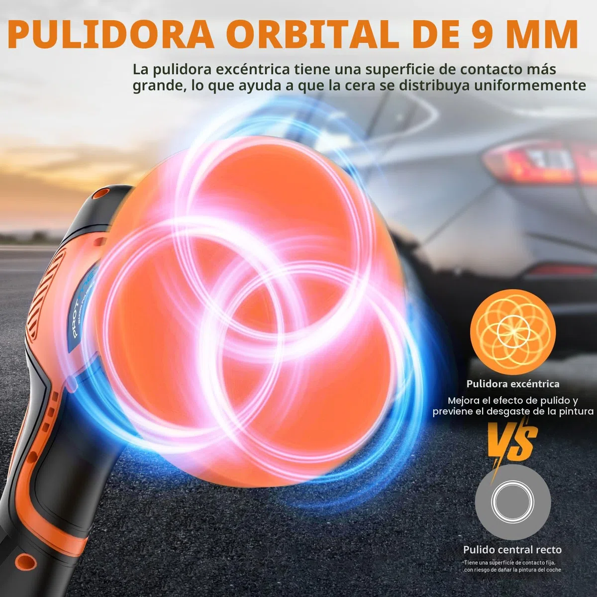 Pulidora de coche inalámbrica, kit de pulido de coche con baterías 21 V 4,0 Ah, pulidora orbital con 8 pulidores pantalla táctil variables de 6 pulgadas para detalles de coche/eliminación arañazos