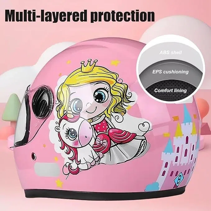 Casco integral de moto para niños, casco scooter homologado ECE con visera solar y bufanda extraíble, casco scooter para niños y niñas de 3 a 12 años I,48-55CM