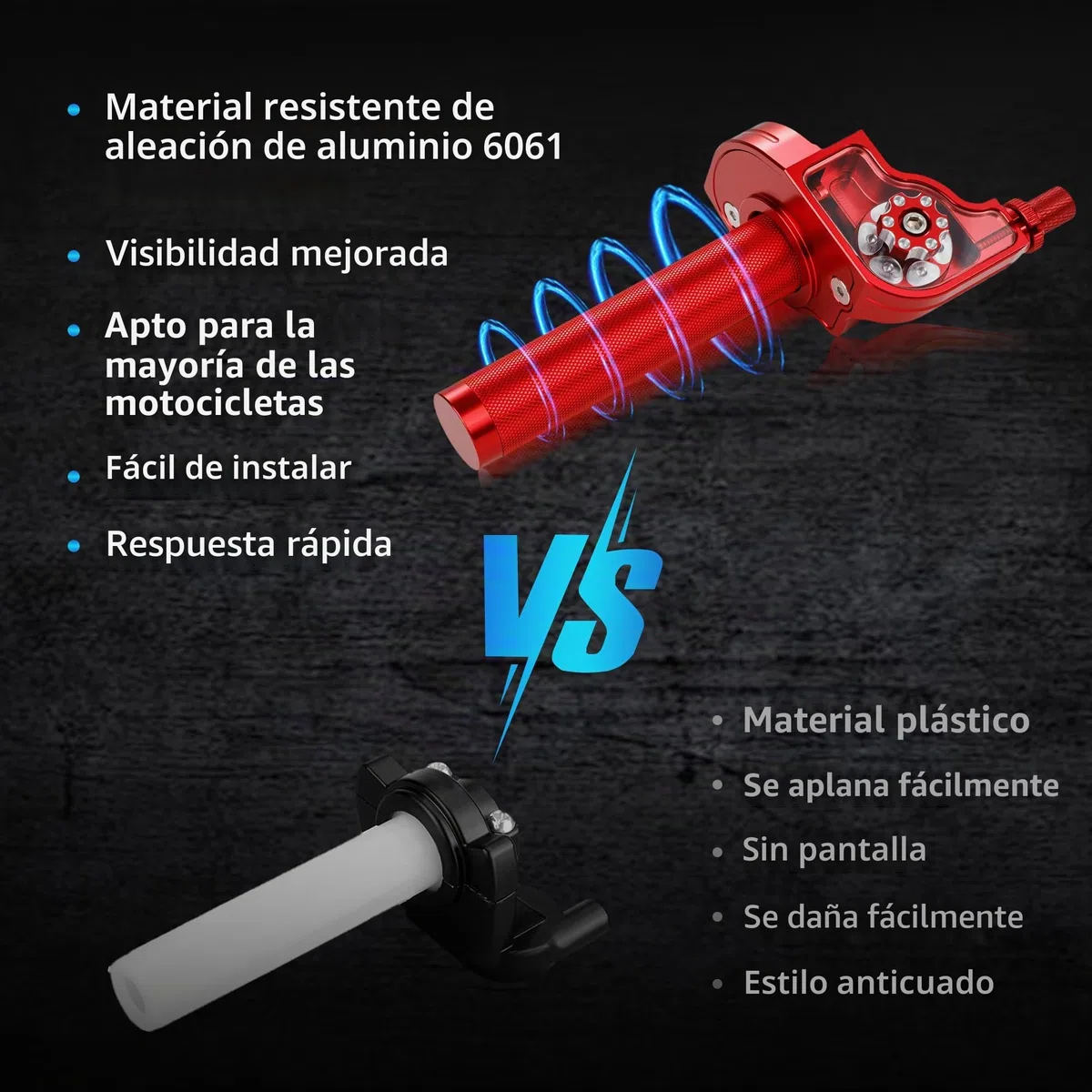 Conjunto Del Acelerador de Motocicleta de 7/8 Pulgadas 22 mm Cable Acelerador Moto de Extracción Rápida Universal Para Manillar de 50 110 125 150 200 250 CC Dirt Pit Bike ATV Mini Bike (Rojo)