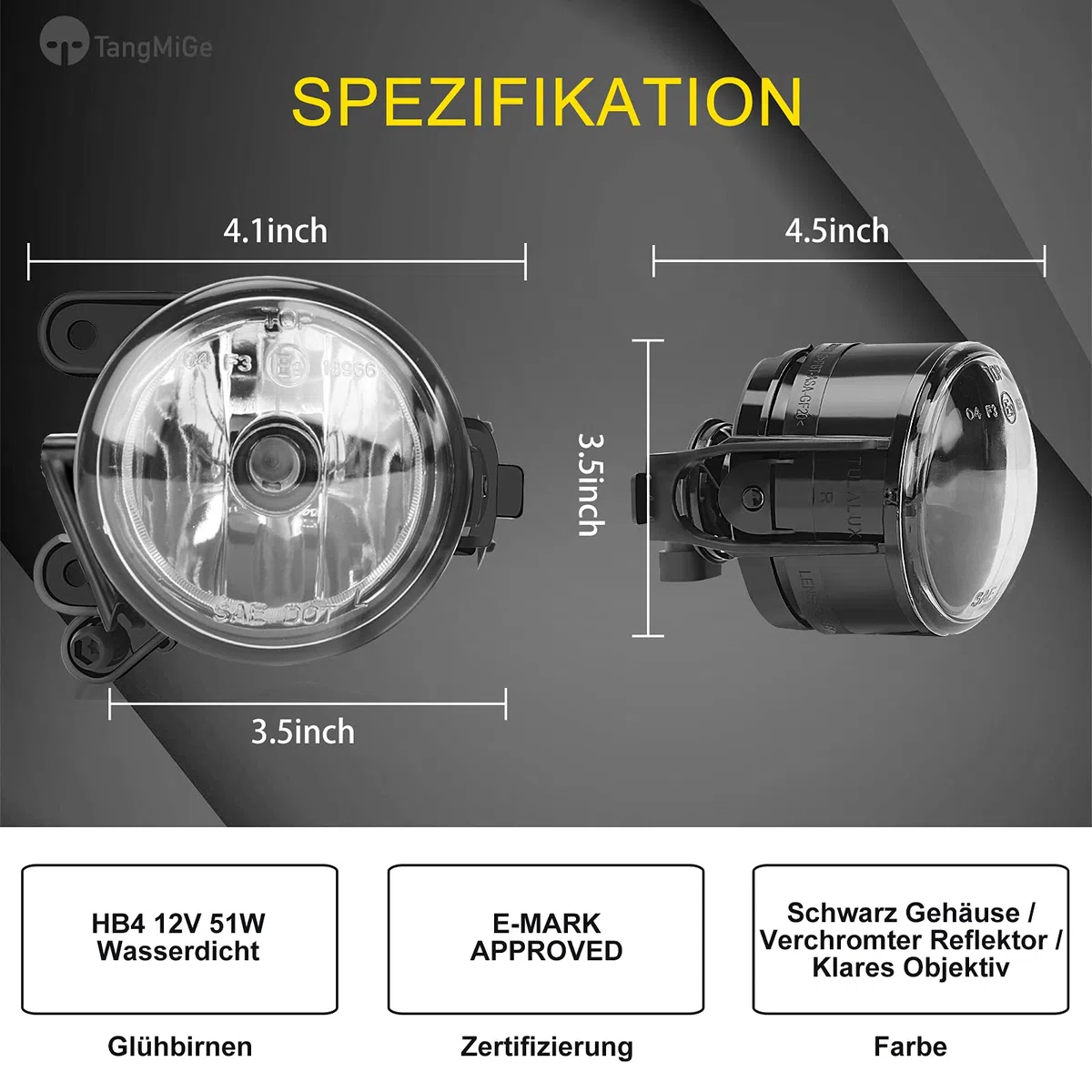 TangMiGe Luces antiniebla compatible con Volkswagen VW Golf V 5 (1K1/1K5) 11/2004-06/2009, 1K0941699C 1K0941700C, HB4, 1 Par (Claro)