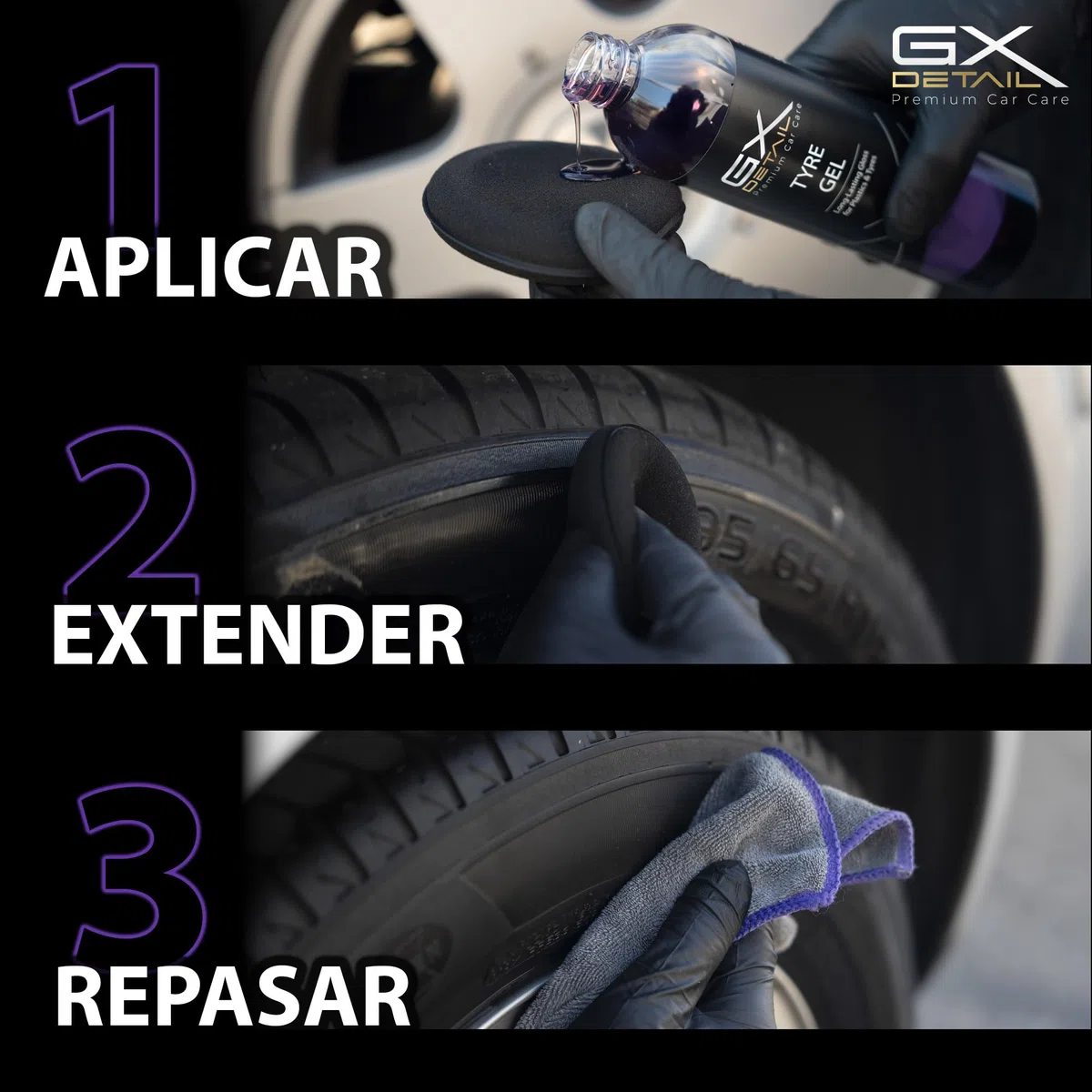 GxDetail Gel Abrillantador de Neumáticos y Plásticos Exteriores para Coche 5 litros – Brillo Duradero y Protección UV – Acabado Brillo sin Residuos Grasos – Fórmula de Larga Duración.