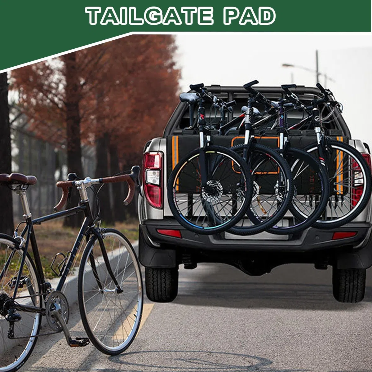 Protector Portón Trasero - 135 Centímetros, Camioneta Pickup Bicicleta Protector, Acolchado | Cubierta Portón Banda Reflectante, Tapete Transporte Cicla Sosteniendo Cuatro Bicicletas Para Montar Exter