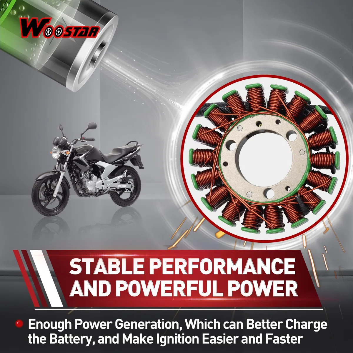 WOOSTAR 18 Bobinas 5 Cable Estator Magneto Reemplazo para 2007-2011 YS250 YBR250 OEM 5D1-H1410-00-00 5D1-H1410-01-00