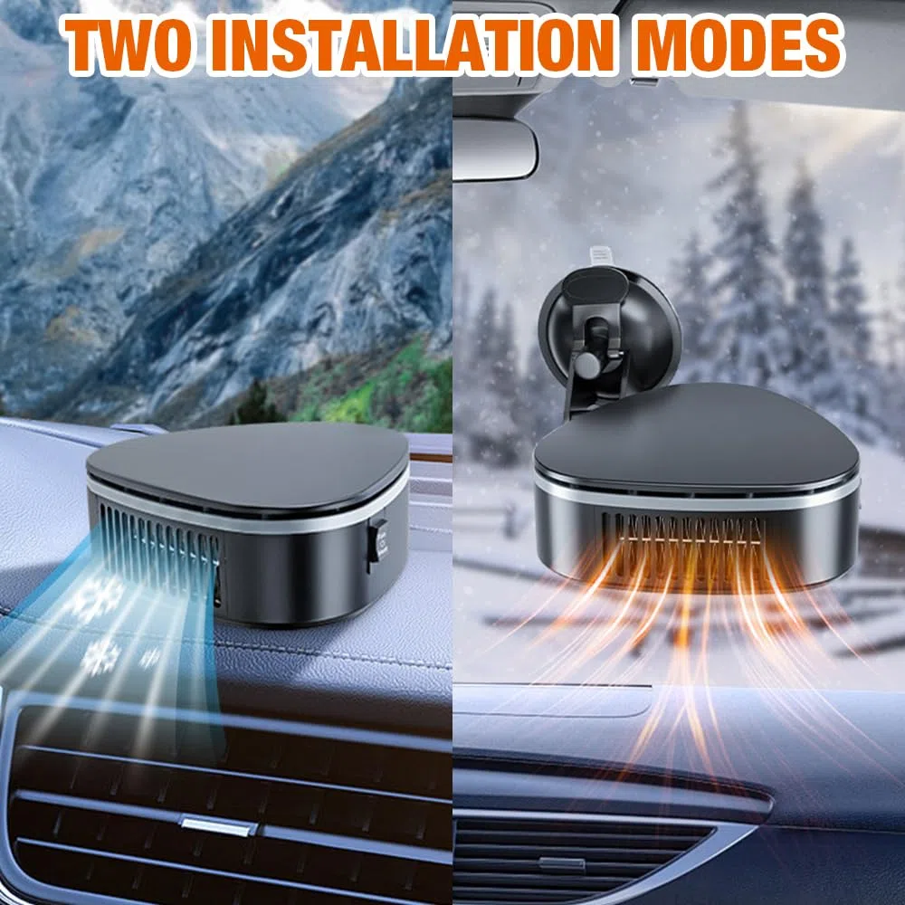 Calentador de Coche 12 V 120 W, Calefactor Coche，2 en 1 de Frío/Calo Calentador Portátil para Coche 360 Grados de rotación con Calentamiento Rápido con Encendedor de Cigarrillos