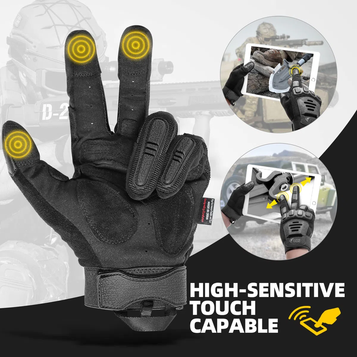 Zune Lotoo Guantes Tácticos Militar, Guantes Airsoft Compatibles con Pantalla Táctil para Hombre Mujer, Guantes Moto Verano Transpirables y Amortiguadores para Paintball Airsoft Motocross