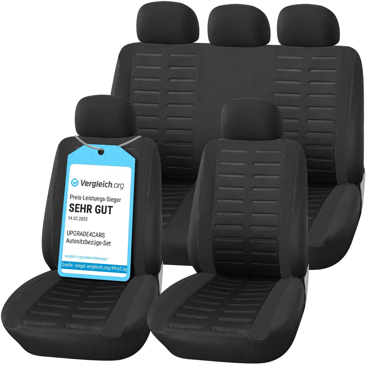 Upgrade4cars Fundas Asientos Coche Universales Negro | Cubre Universal | Protector de Asiento Delantero para Delantero y Trasero | Accesorios Interior Decoracion