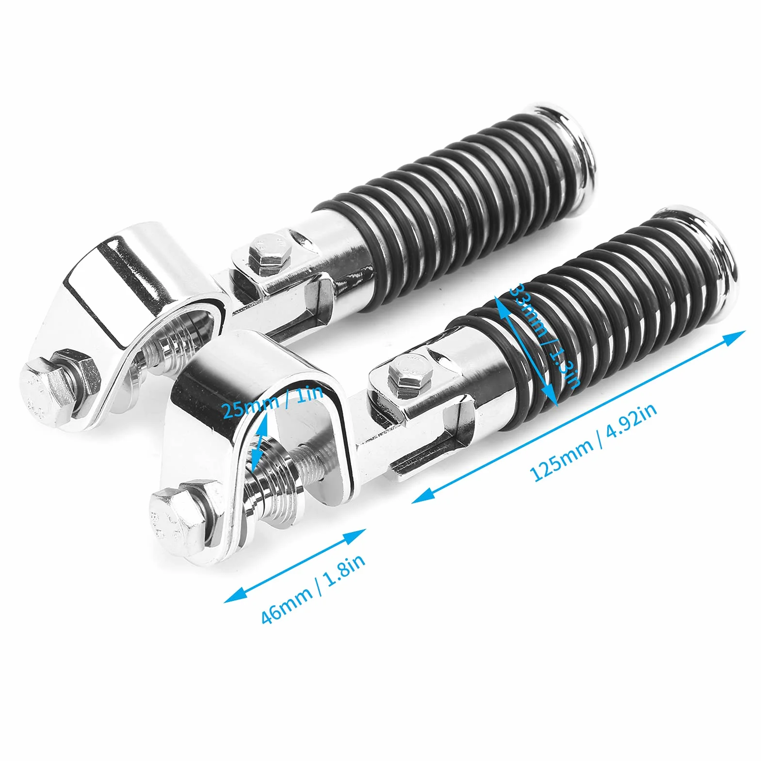 Estribos para Moto, Akozon 1 Par Soporte para Reposapiés de Abrazadera de Pedal de Motocicleta Partes de Motocicleta para Protector de Barra de Choque de Motor de 1 Pulg.(Color Acero Inoxidable)