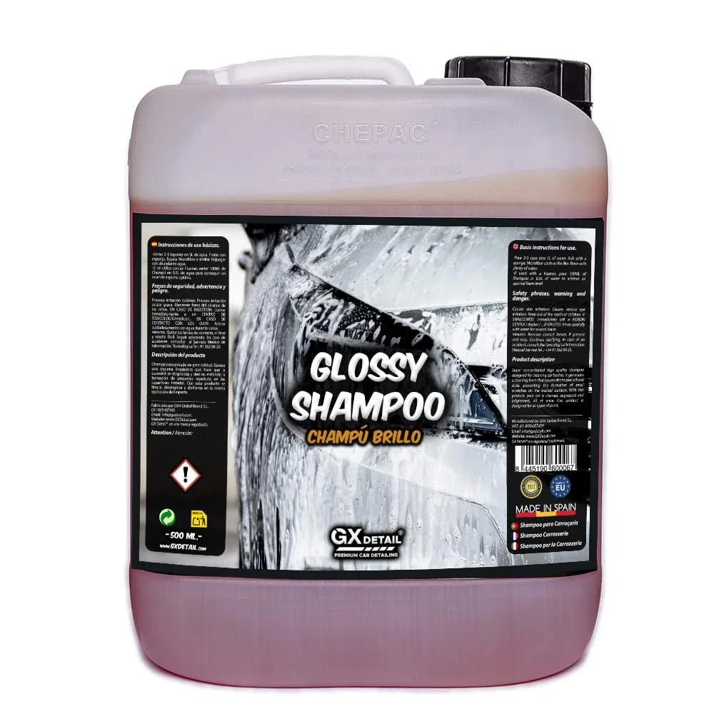 GxDetail Champú Brillo para Coche 5 Litros – Limpieza Profunda y Acabado Reluciente – pH Neutro y Espuma de Alto Rendimiento – Protección y Brillo Duradero.