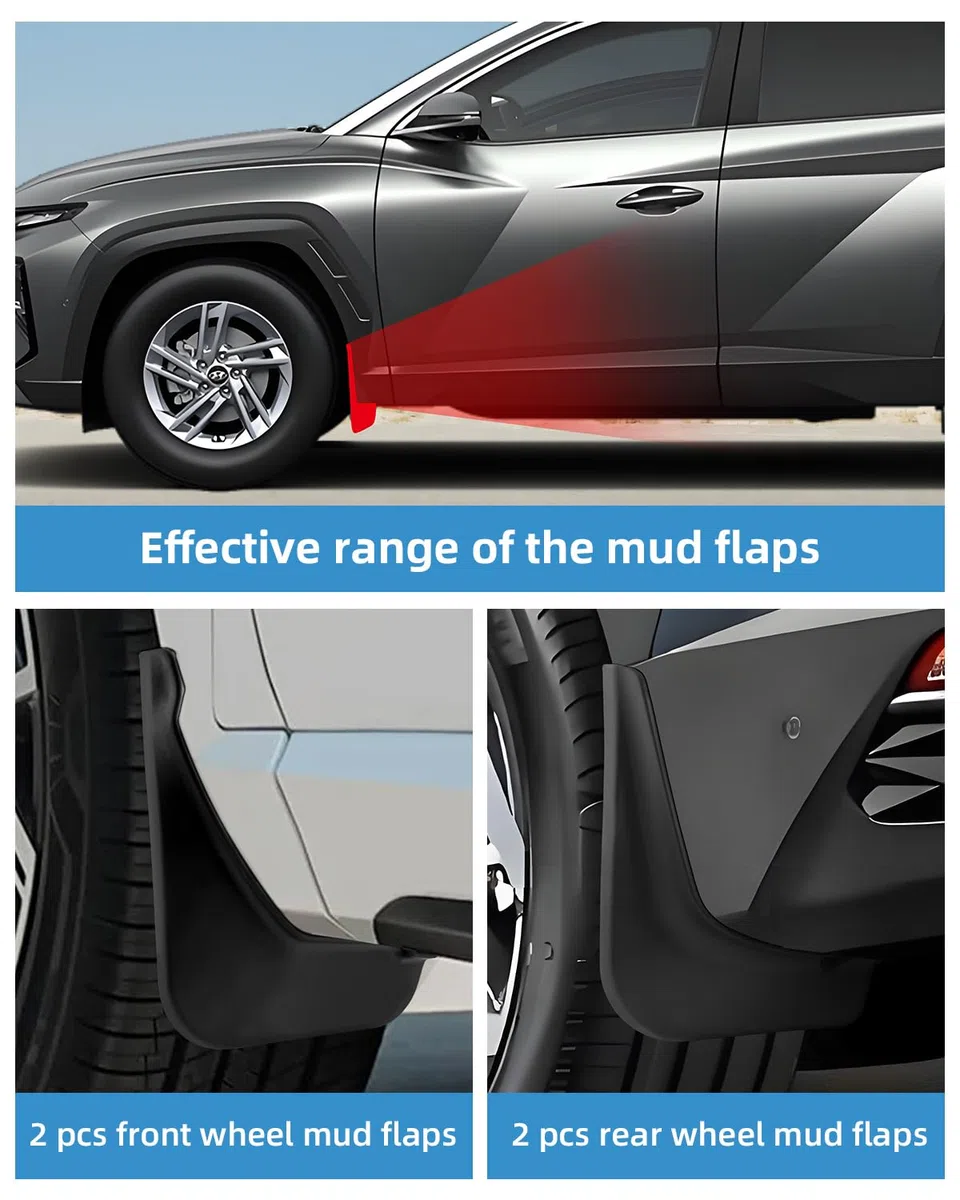 Guardabarros para Hyunda-i Tucson NX4 2024 2023 2022 2021, Faldillas Antibarro Delantero y Trasero con Tornillos de Montaje, Accesorios Protectores contra Salpicaduras [4 Piezas]