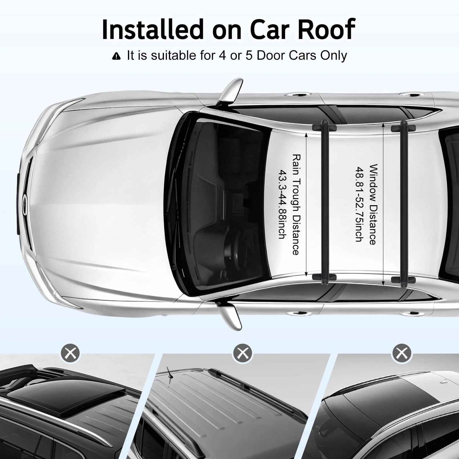 Baca de Techo Universal para Coche, 100 cm, Aluminio, Capacidad de Carga estática 75 kg, Barra portátil Universal para la mayoría de Coches de 4 o 5 Puertas Solo